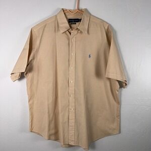 VTG 90s Ralph Lauren Classic Fit Short Sleeve Button Up Shirt Men's 2XL ~ Peach